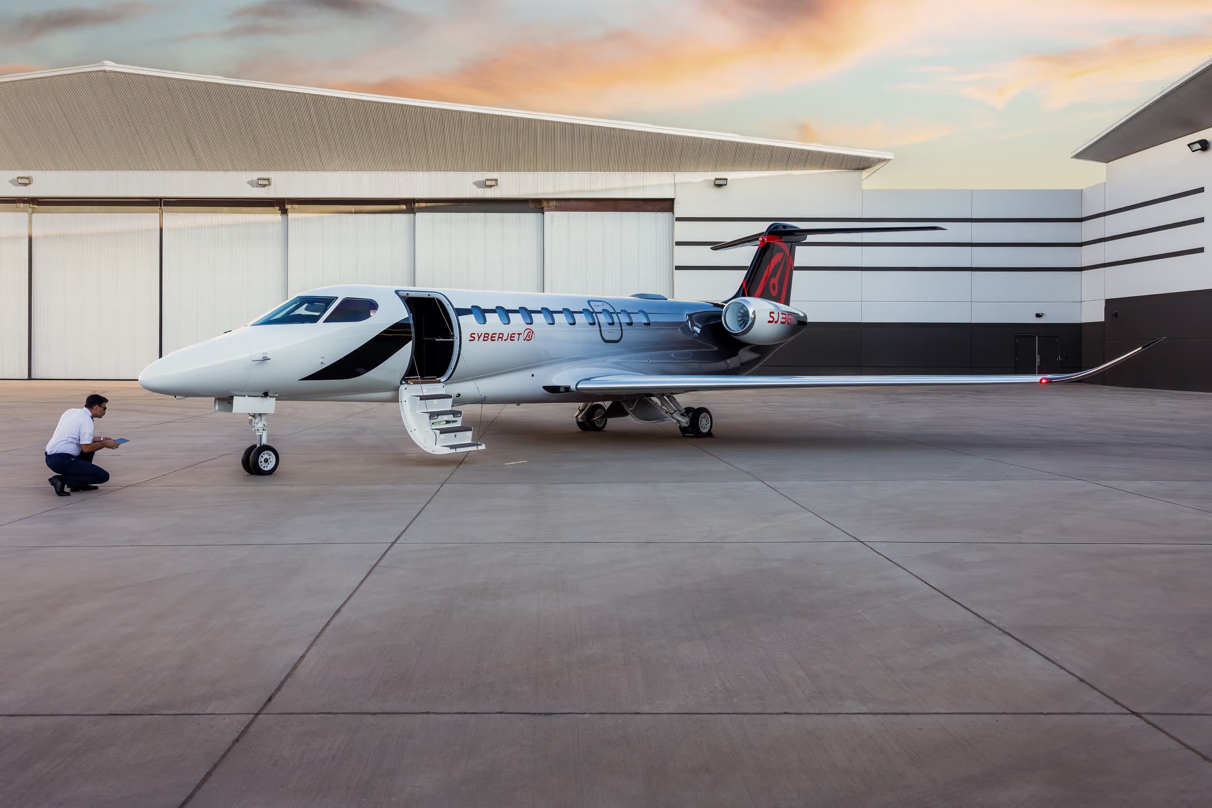SJ36 side profile with the airstair down
