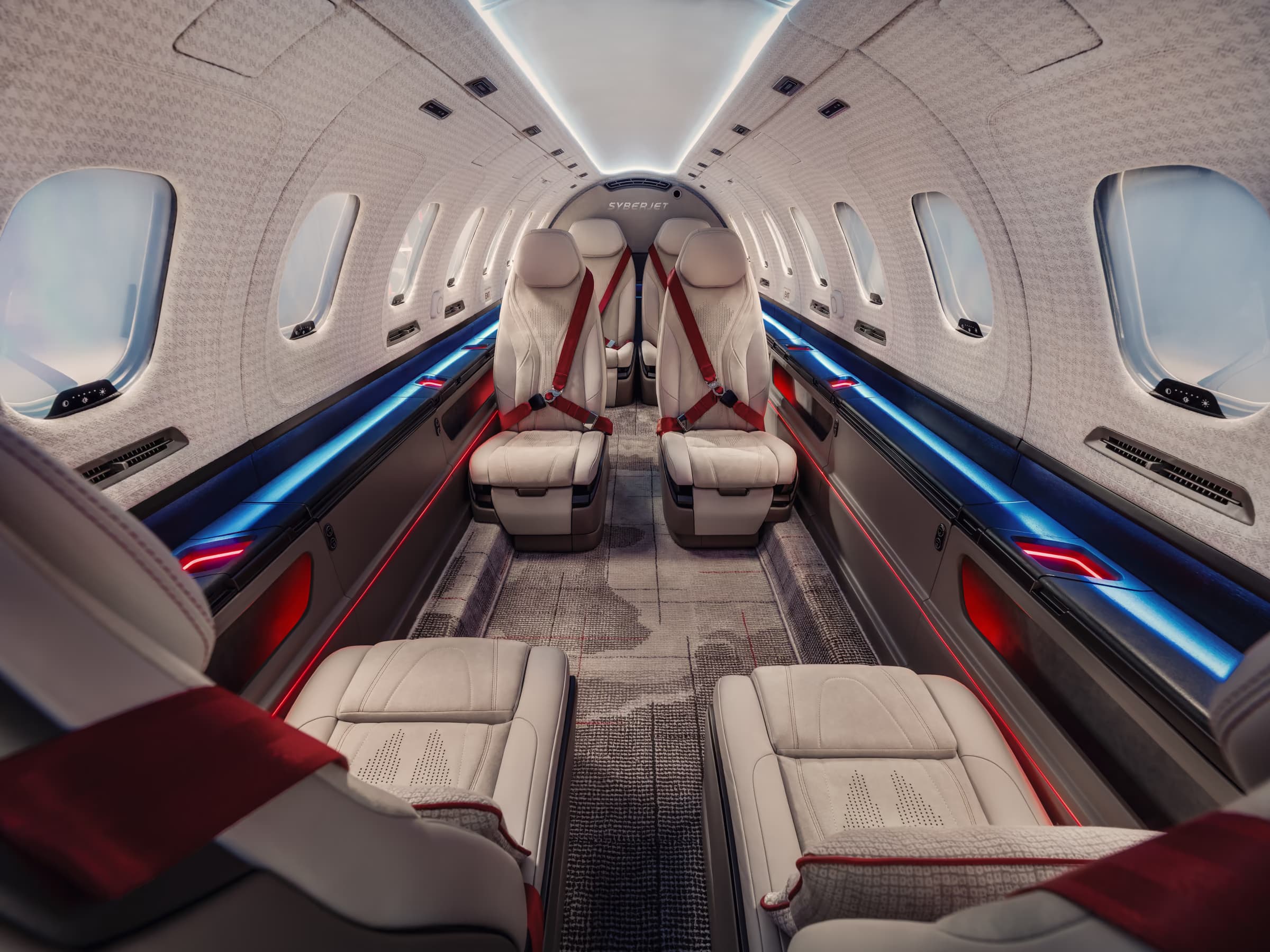 SJ36 cabin aisle with accent lighting