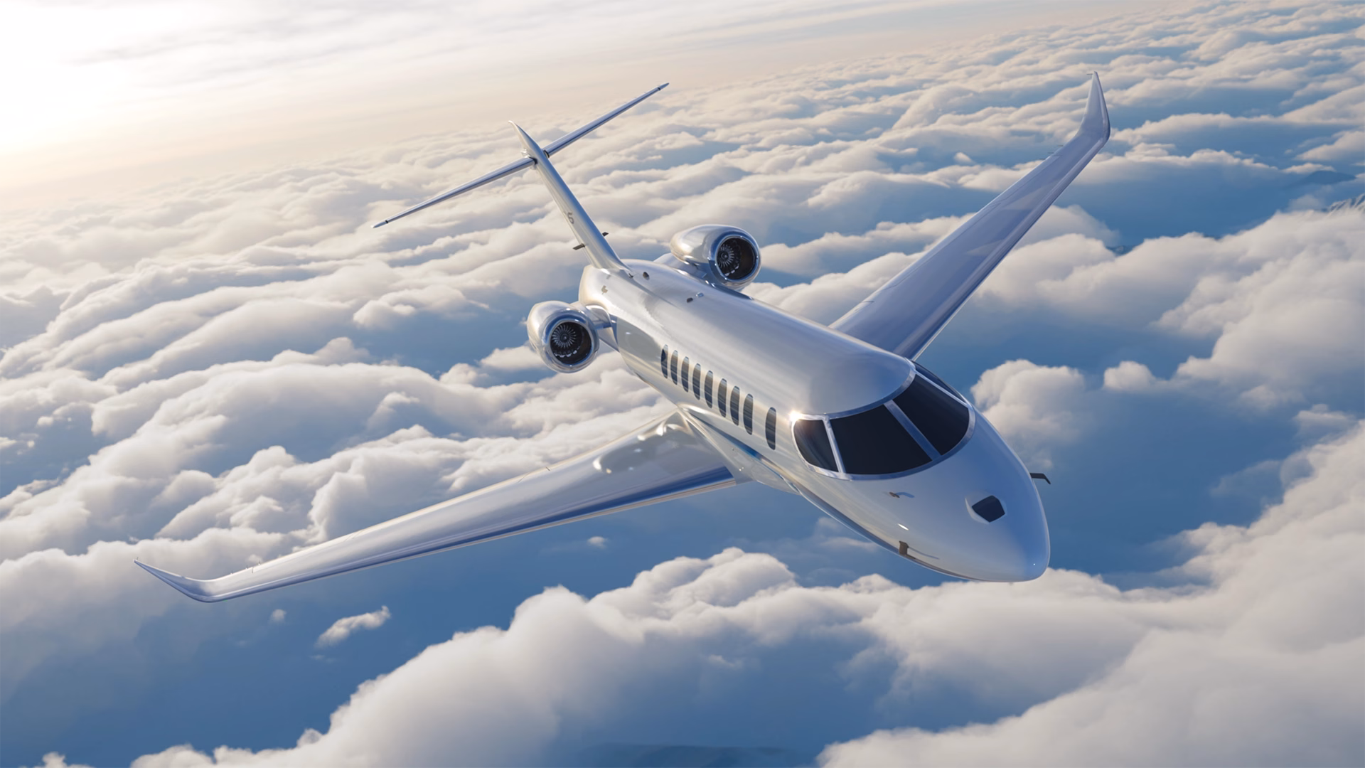 Jet flying at high altitude
